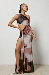 Zaniah Dress - Copper Liquify Print